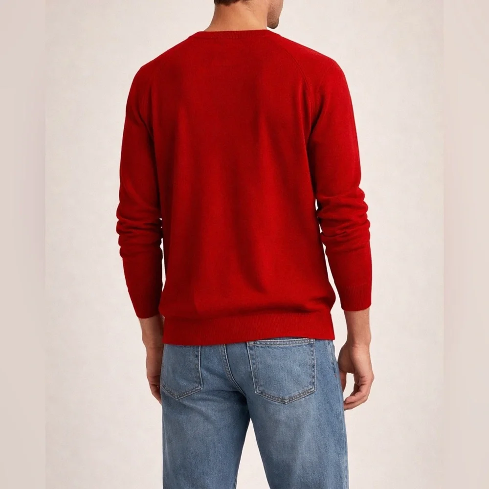 Express Red V-Neck Sweater Men’s Medium | Classic Preppy Layer Knit EUC